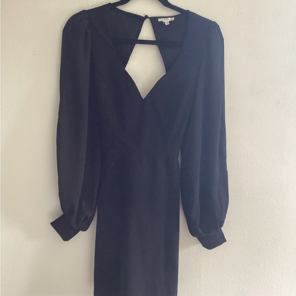 Main Strip Black Long Sleeve Dress
